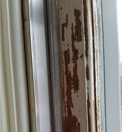 Brown paint peeling off