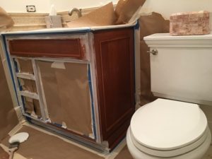 How to paint a vanity cabinet - repairing cabinets