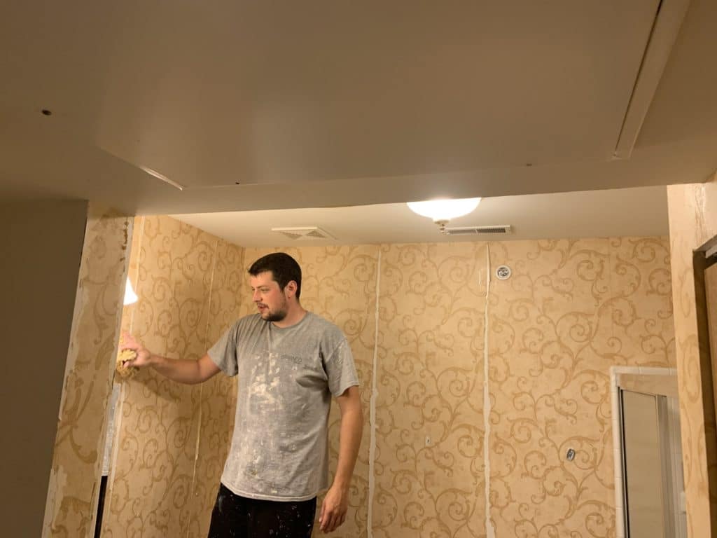 living room wallpaper removal